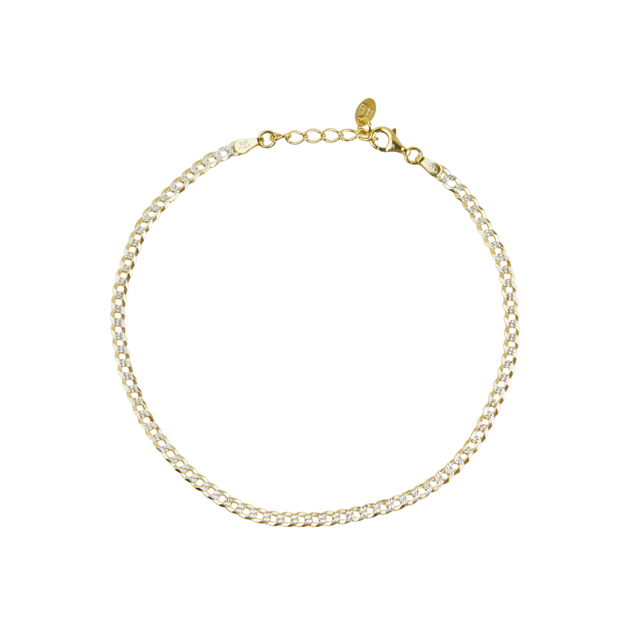 THE TWO TONE PAVÉ CURB CHAIN ANKLET