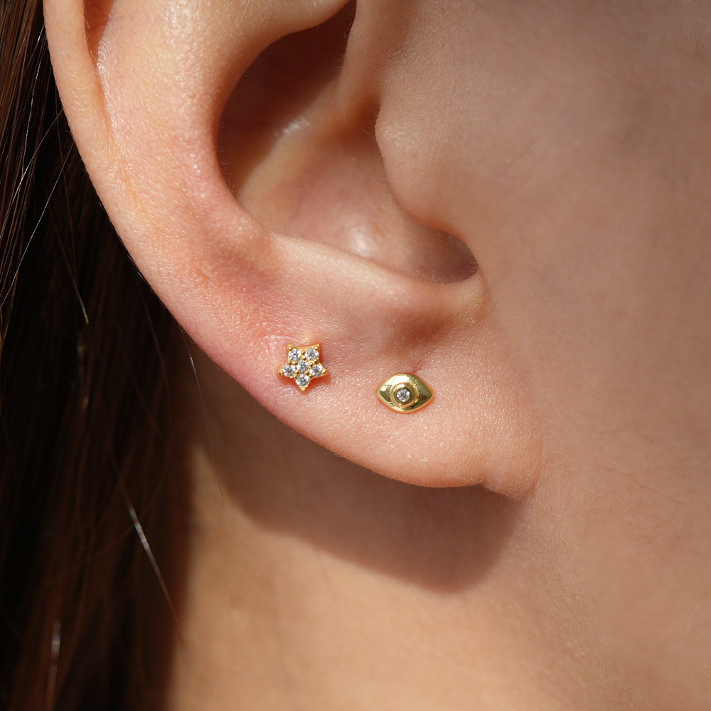 SINGLE EVIL EYE FLAT BACK STUD