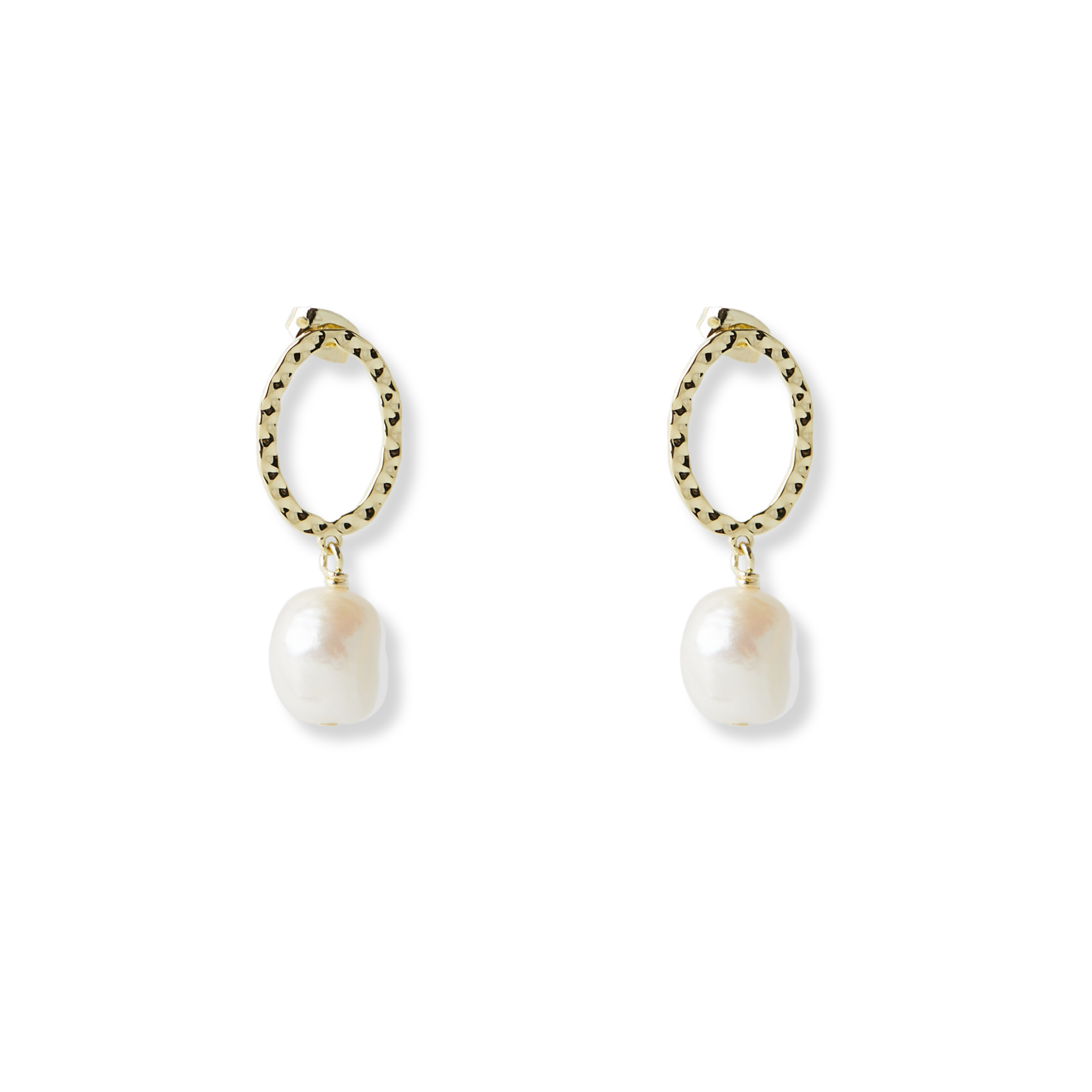 THE HAMMERED PEARL DROP EARRING