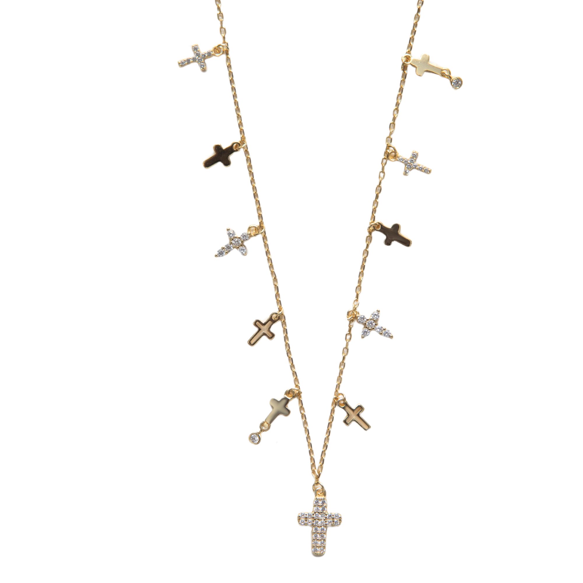 THE PAVÉ CROSS CHARM NECKLACE
