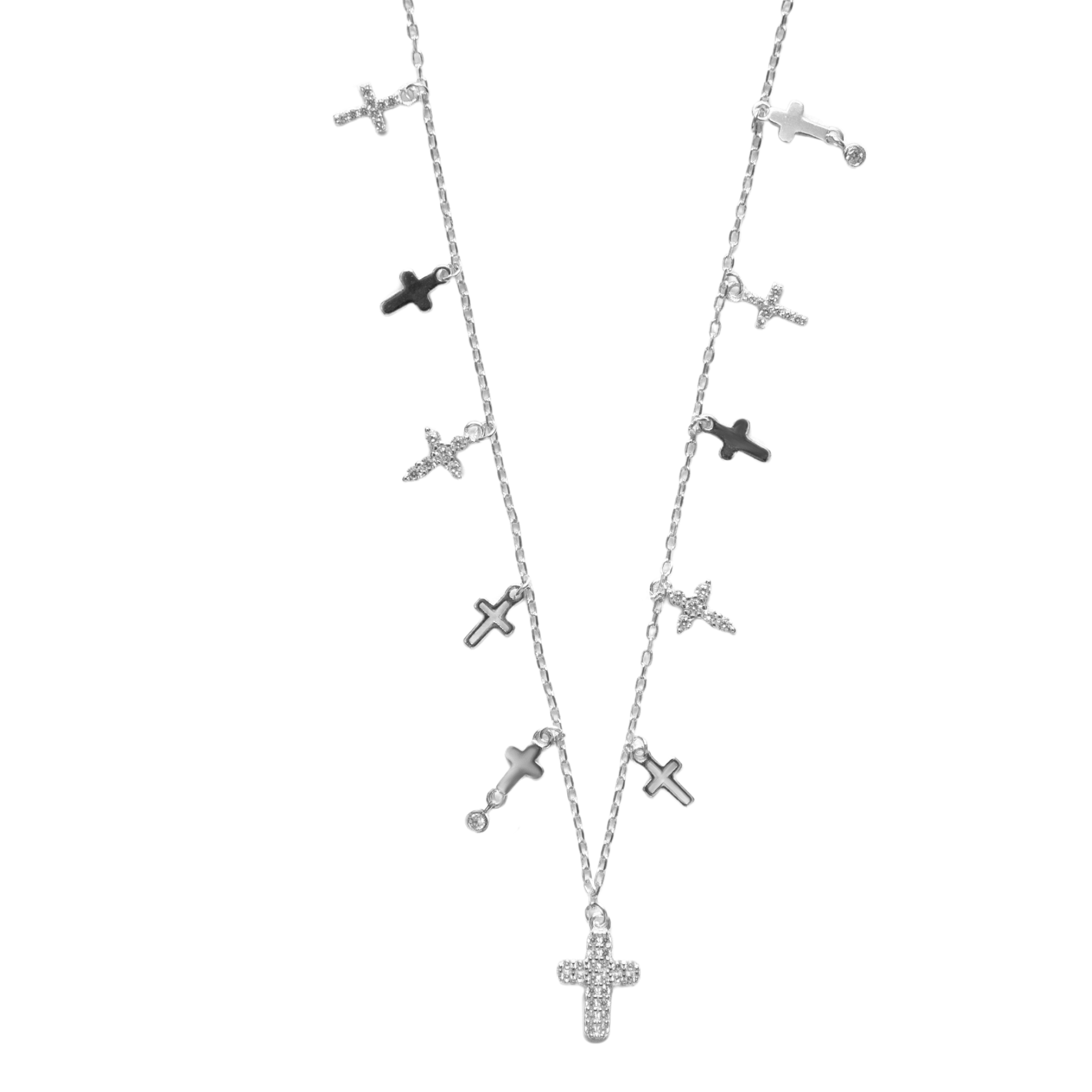 THE PAVÉ CROSS CHARM NECKLACE