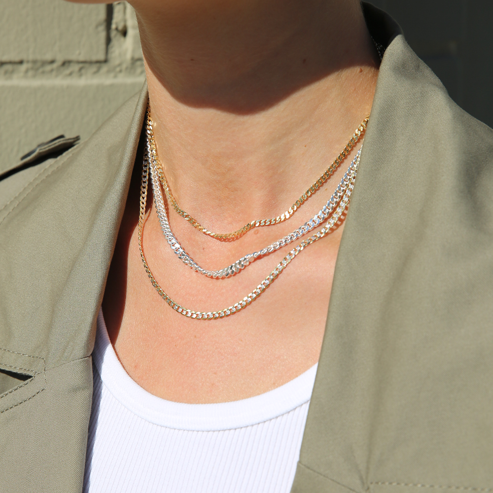 THE TWO TONE PAVE CURB CHAIN NECKLACE