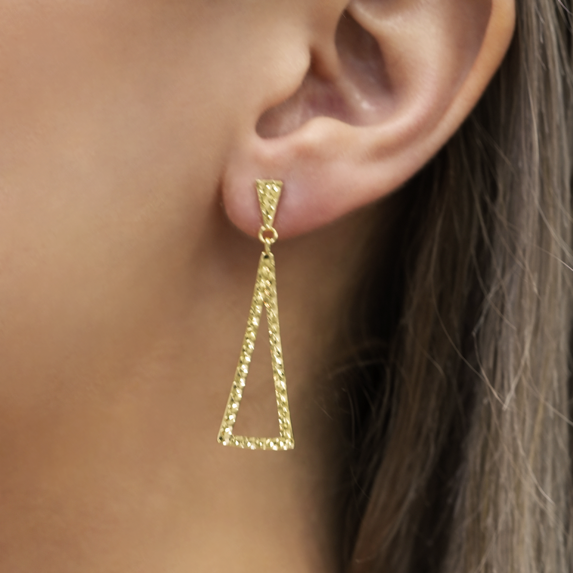 THE DIAMOND CUT TRIANGLE DROP EARRING