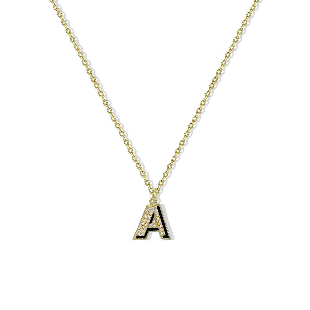 THE CZ ENAMEL BLOCK INITIAL NECKLACE