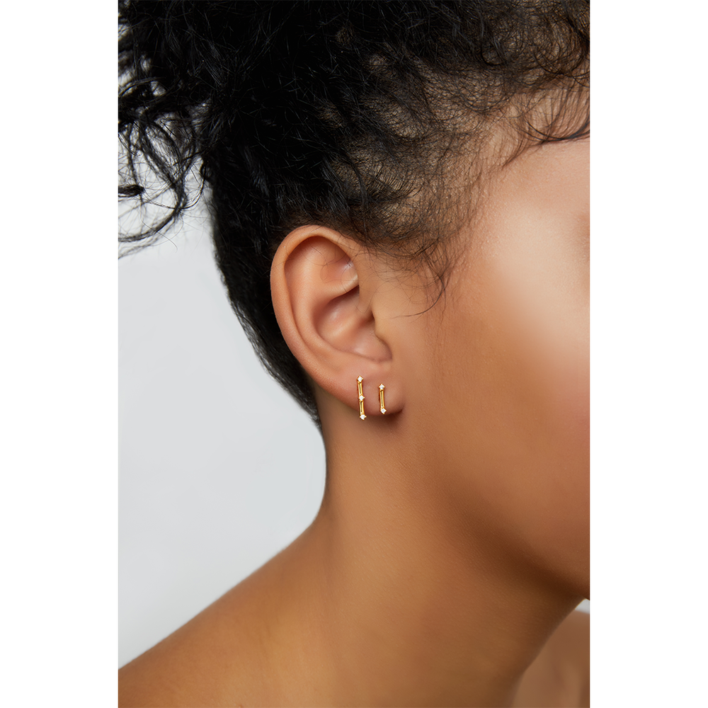 MISMATCH CZ BAR STUD EARRINGS