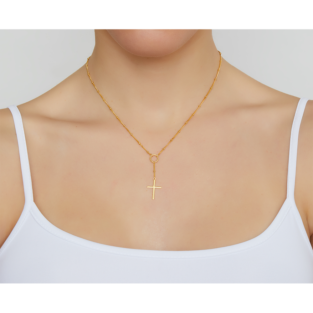 CROSS LARIAT NECKLACE