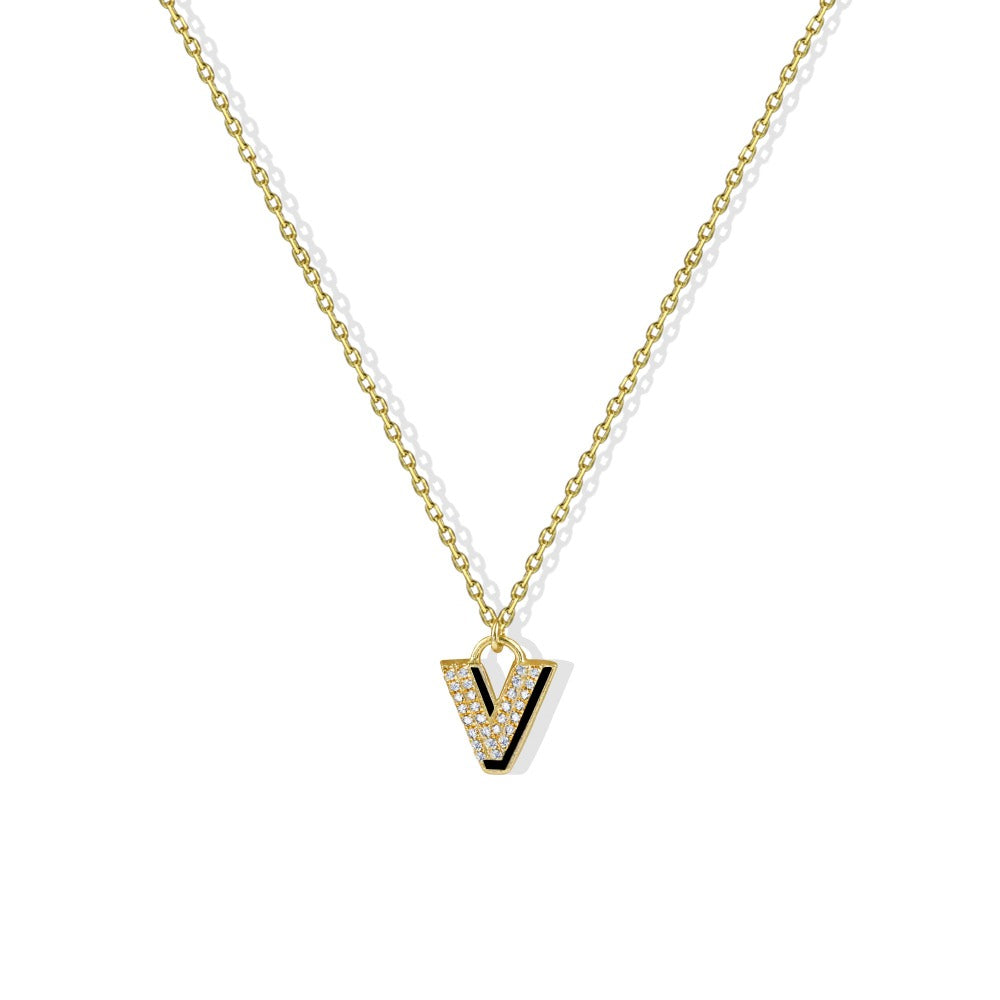 THE CZ ENAMEL BLOCK INITIAL NECKLACE