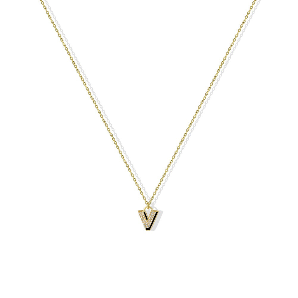 THE CZ ENAMEL BLOCK INITIAL NECKLACE