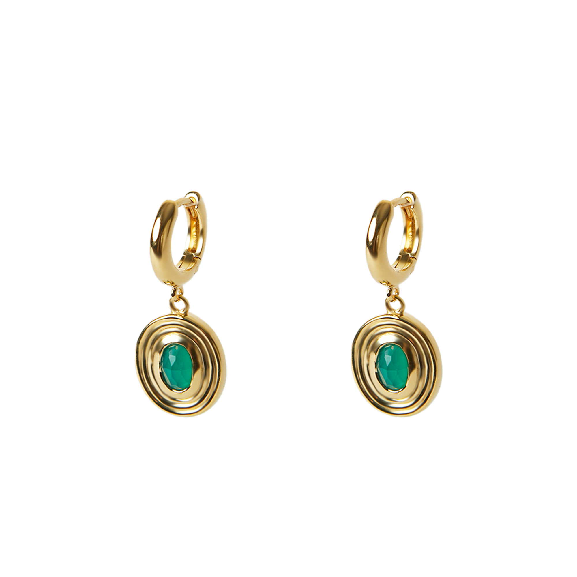 THE GREEN AGATE OVAL DROP EARRING