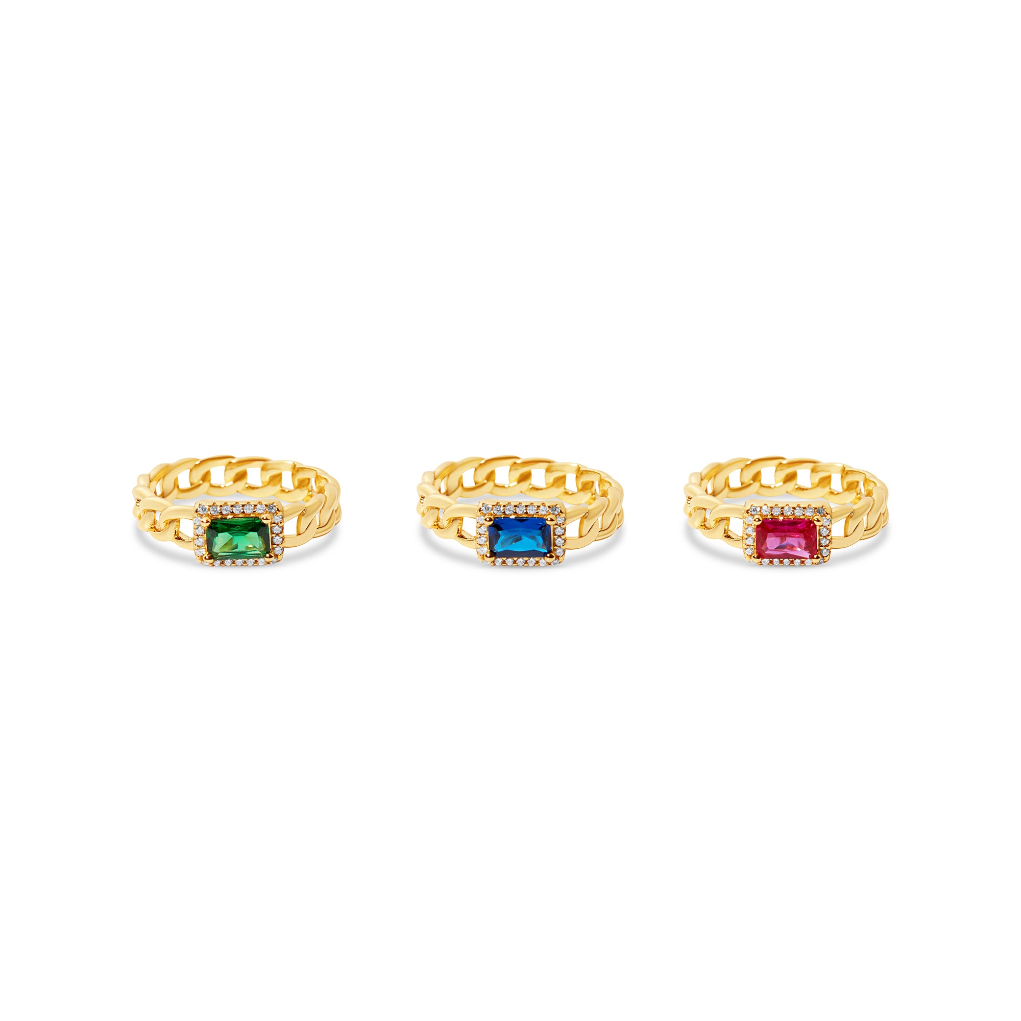 BLUE CZ CHAIN RING