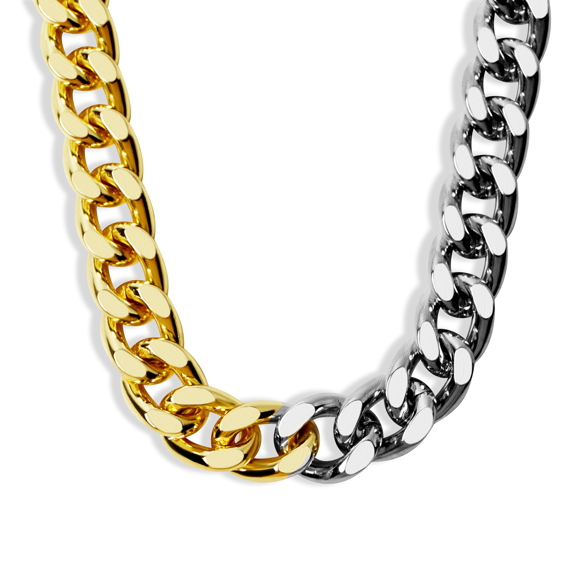 THE DOUBLE FLASH TWO TONE CHAIN NECKLACE (ELALUZ X ARGENTO VIVO)