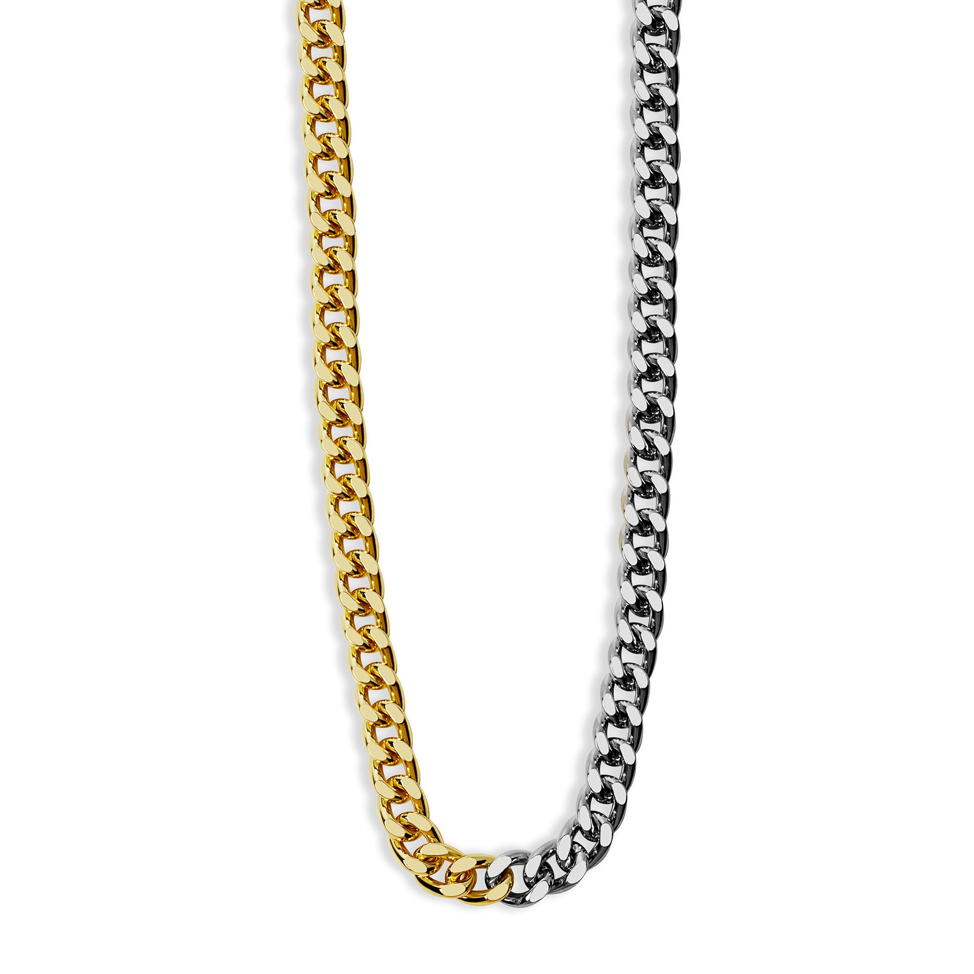 THE DOUBLE FLASH TWO TONE CHAIN NECKLACE (ELALUZ X ARGENTO VIVO)