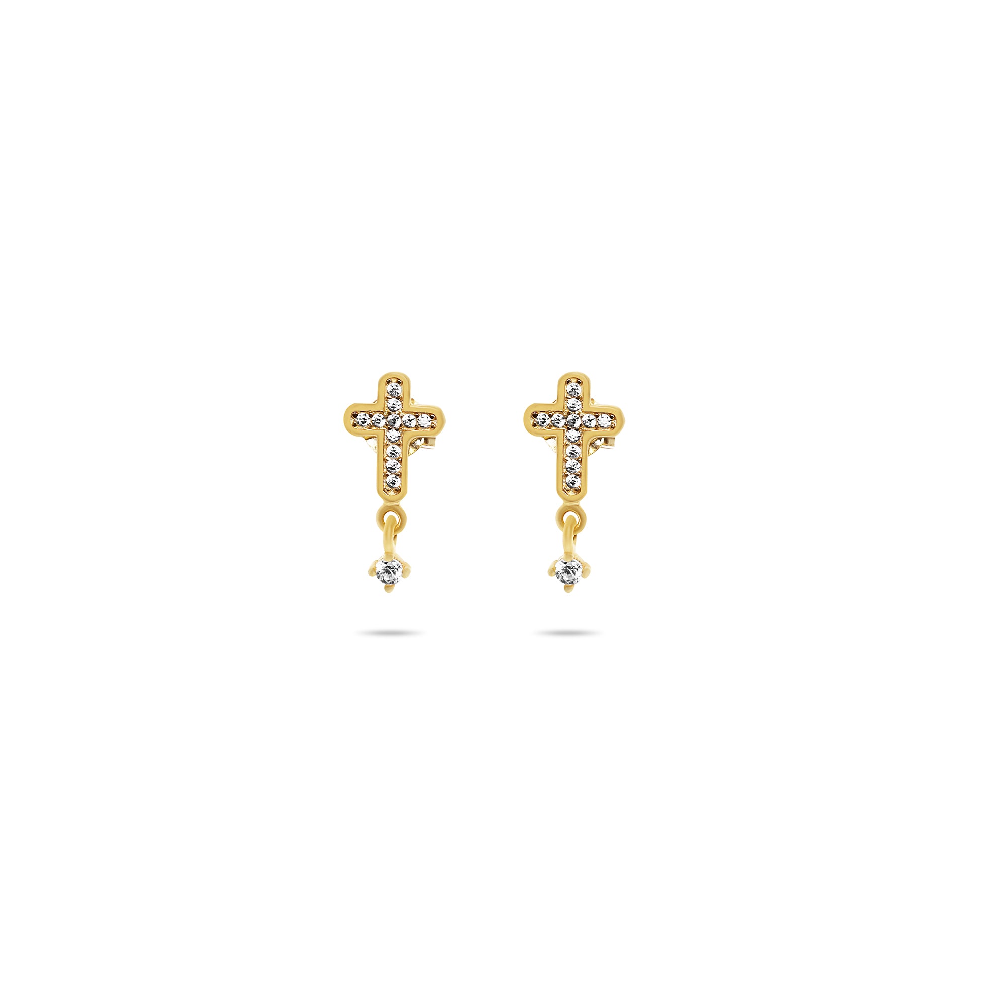 THE PAVE CROSS DROP STUD