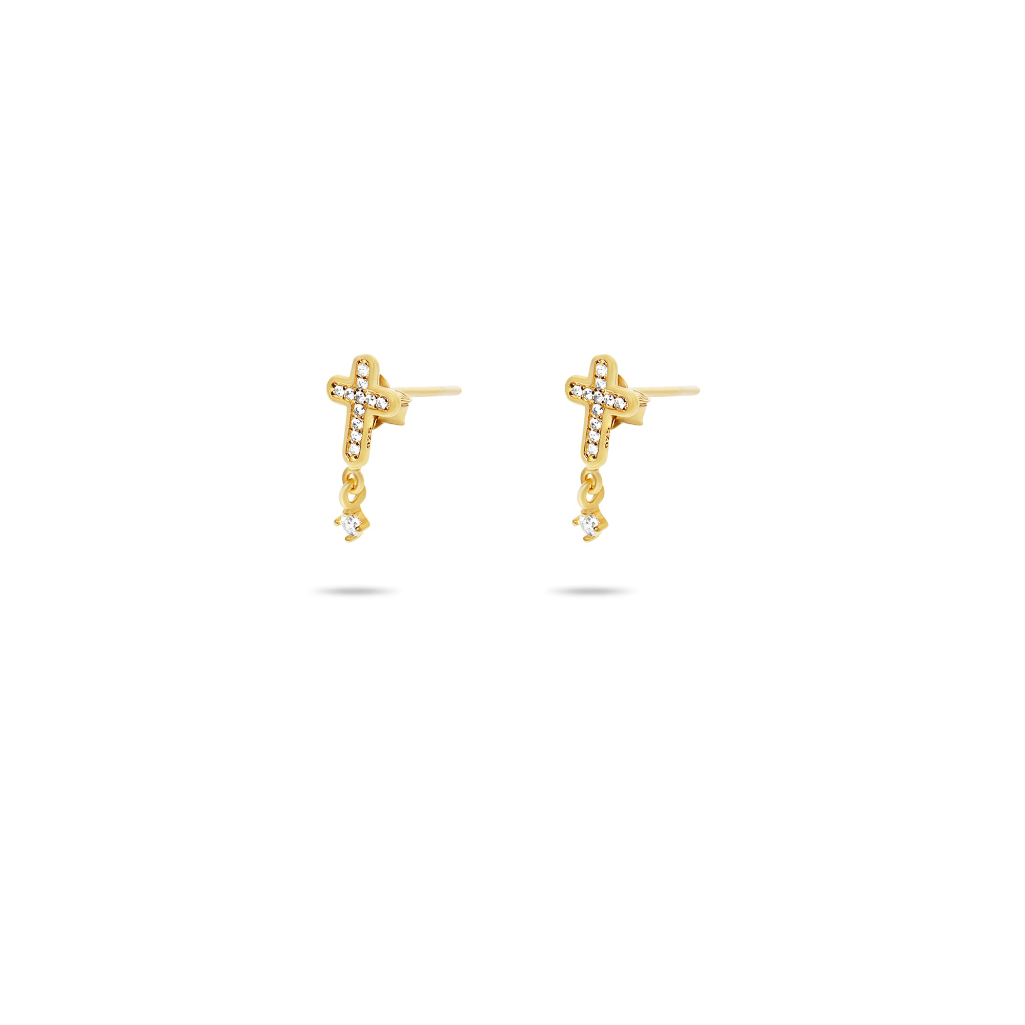 THE PAVE CROSS DROP STUD