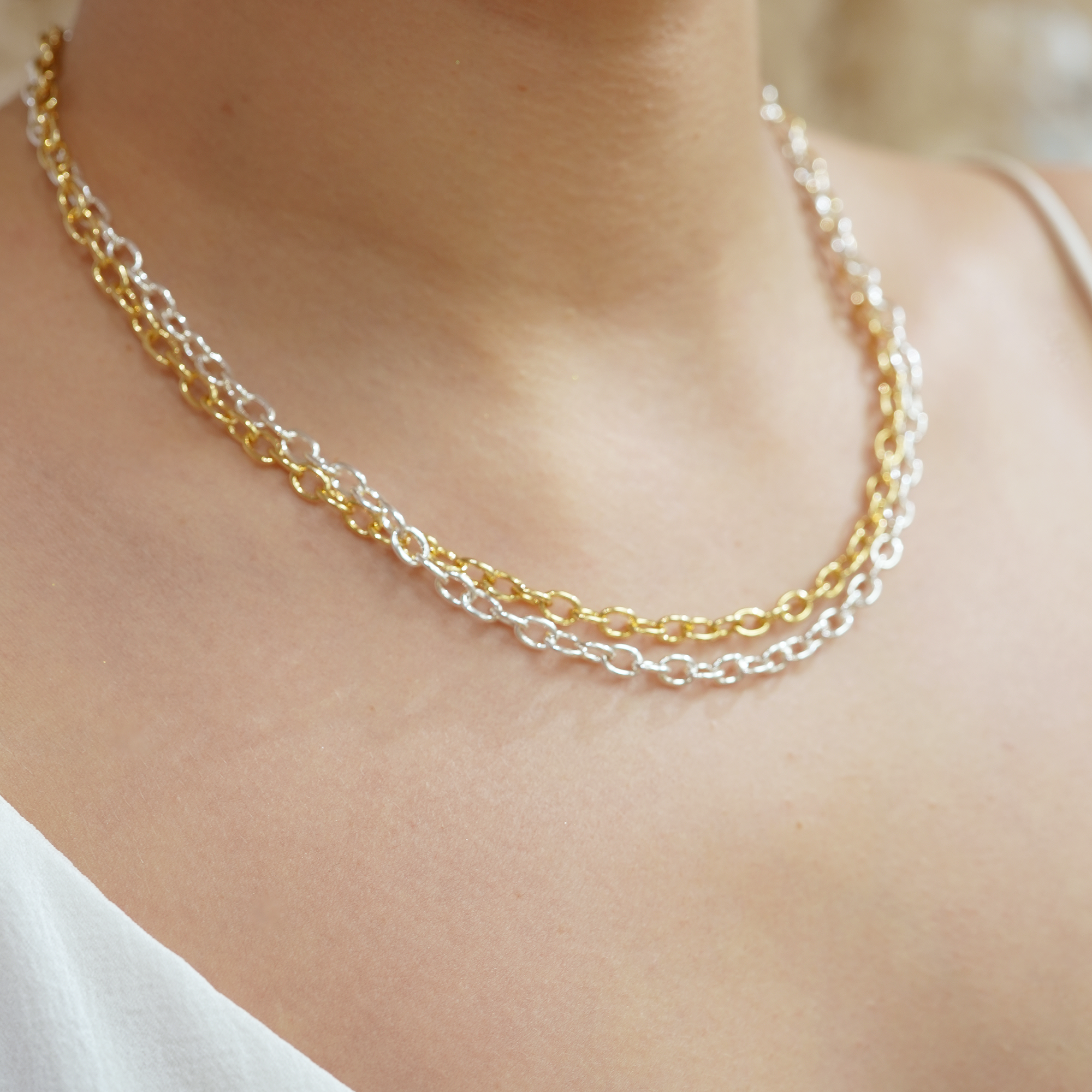 THE TWO TONE OVAL CHAIN NECKLACE