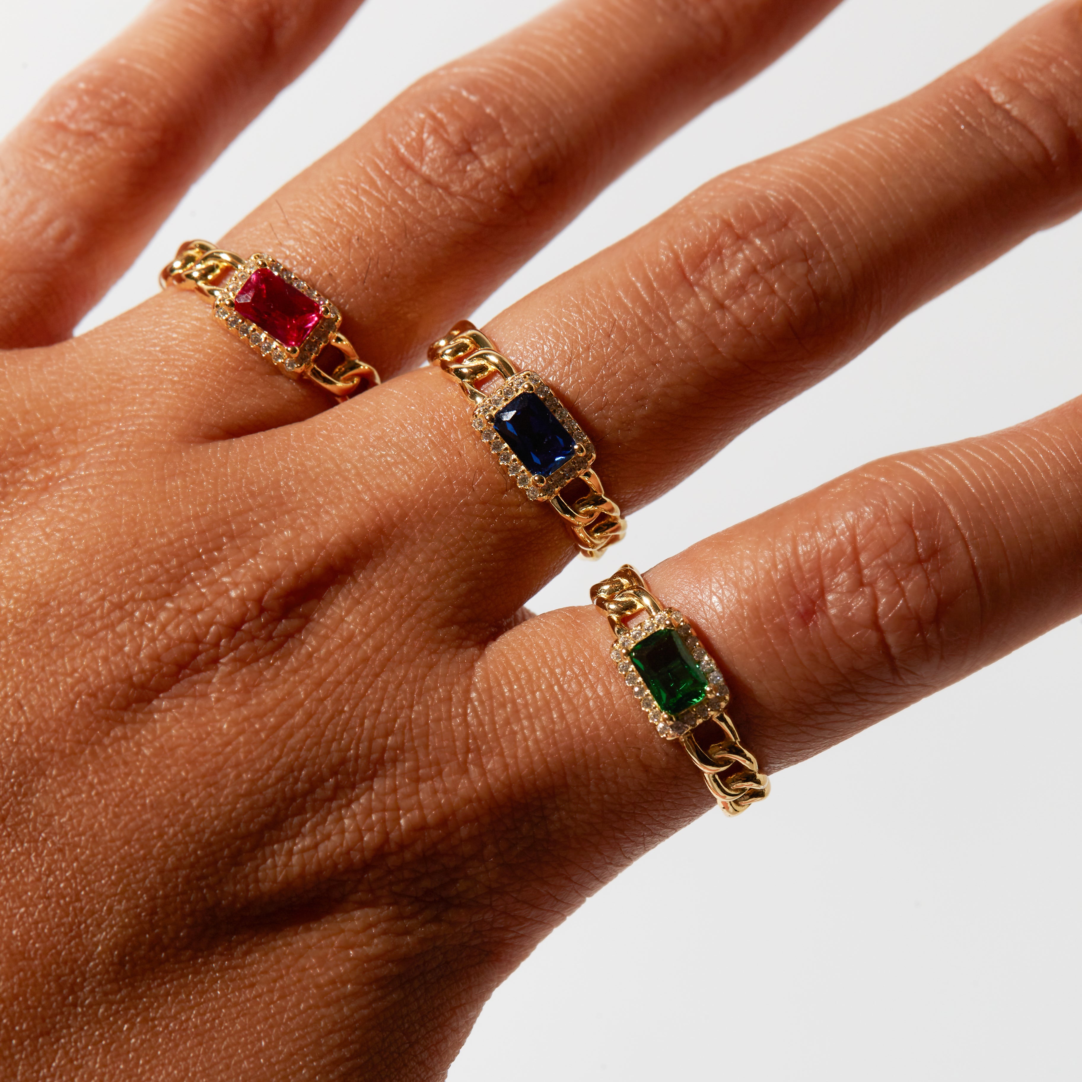 BLUE CZ CHAIN RING