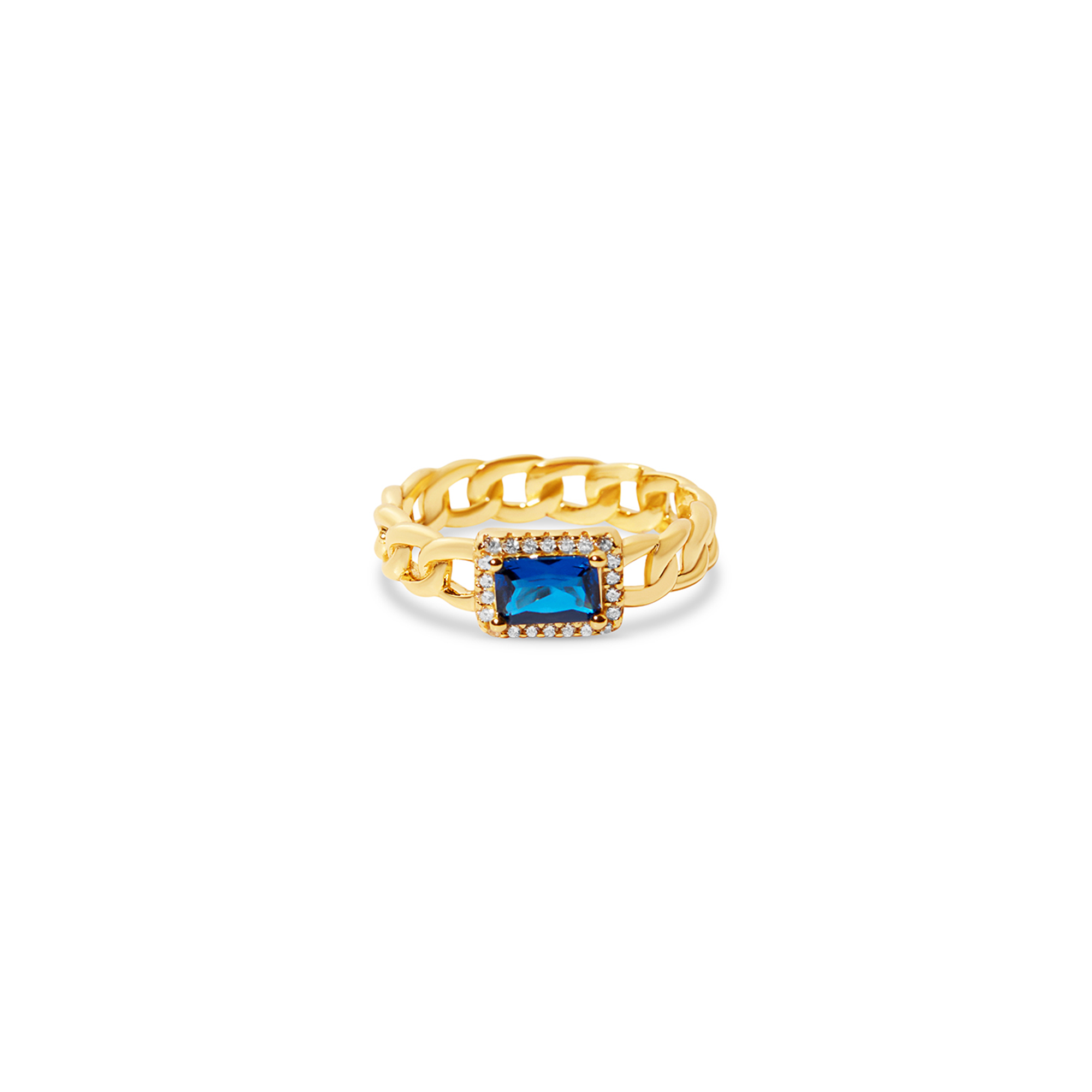 BLUE CZ CHAIN RING