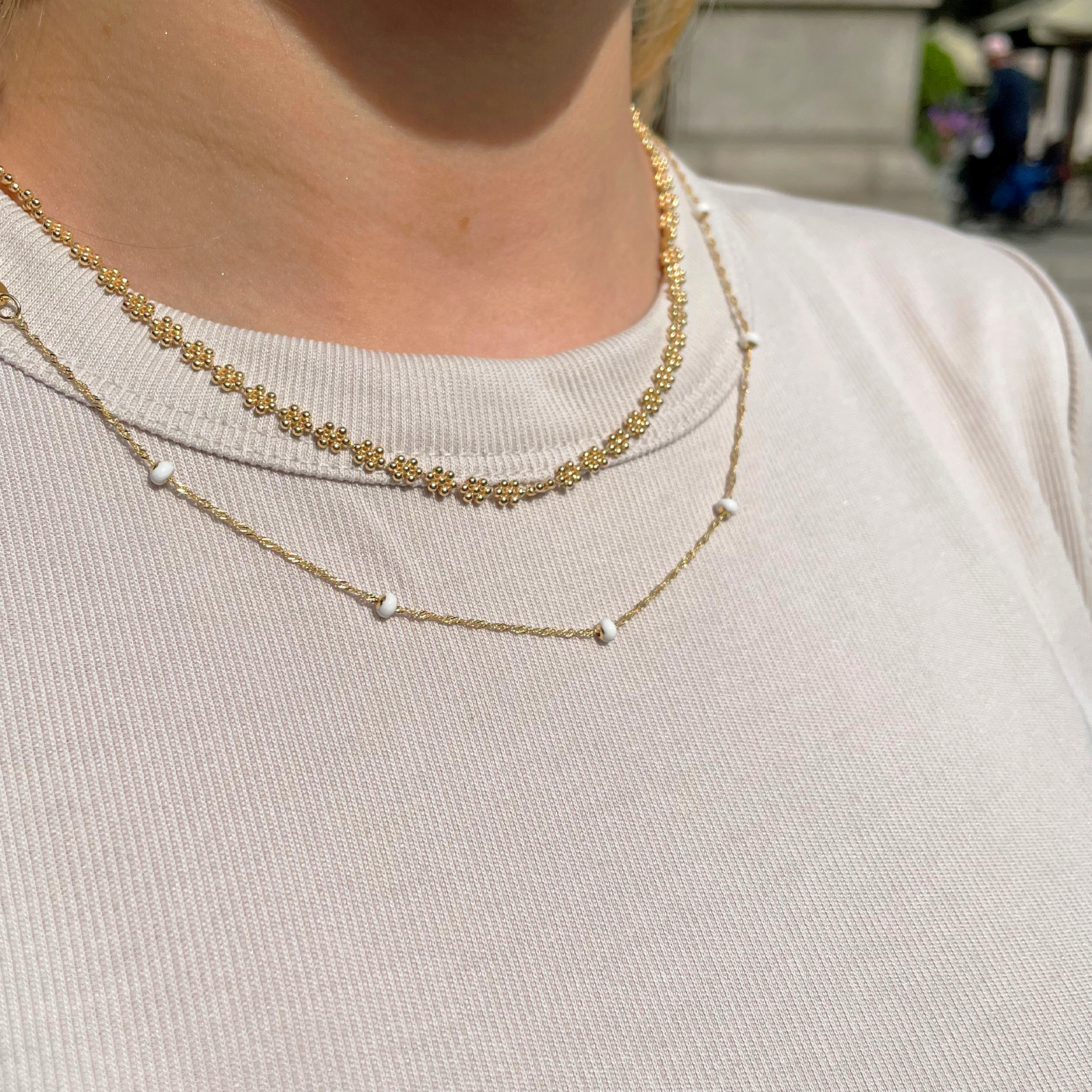 THE WHITE BALL CHAIN NECKLACE