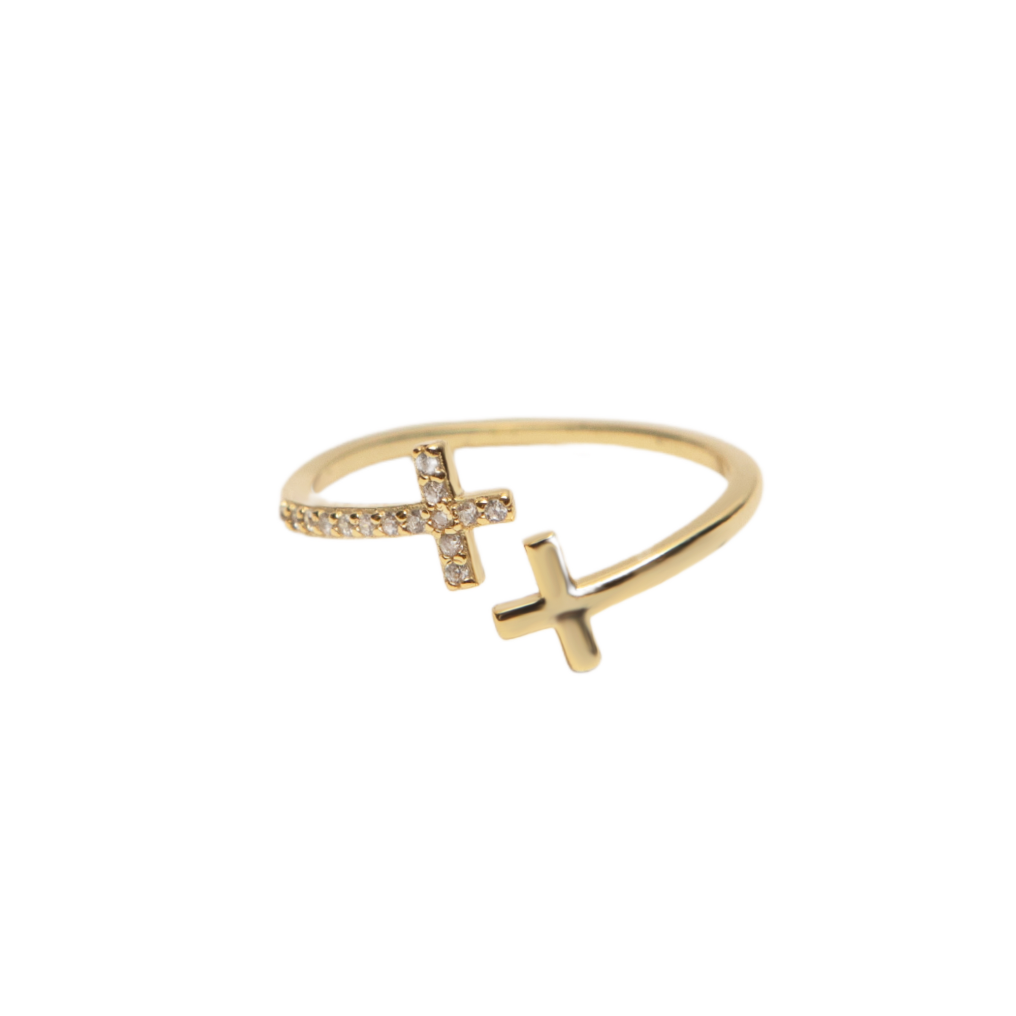THE PAVÉ CROSS BYPASS RING
