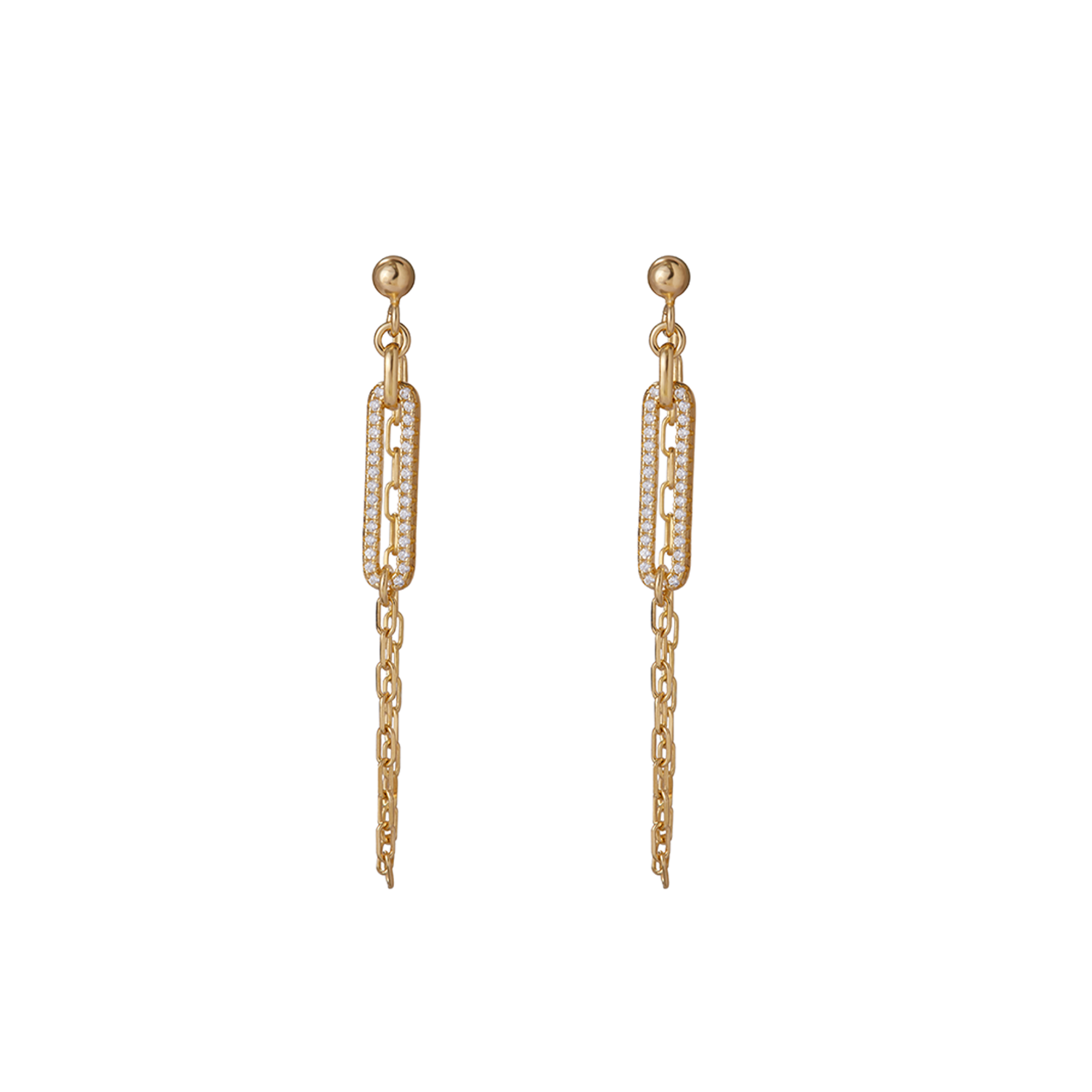 THE CZ PAVE CHAIN DROP EARRING