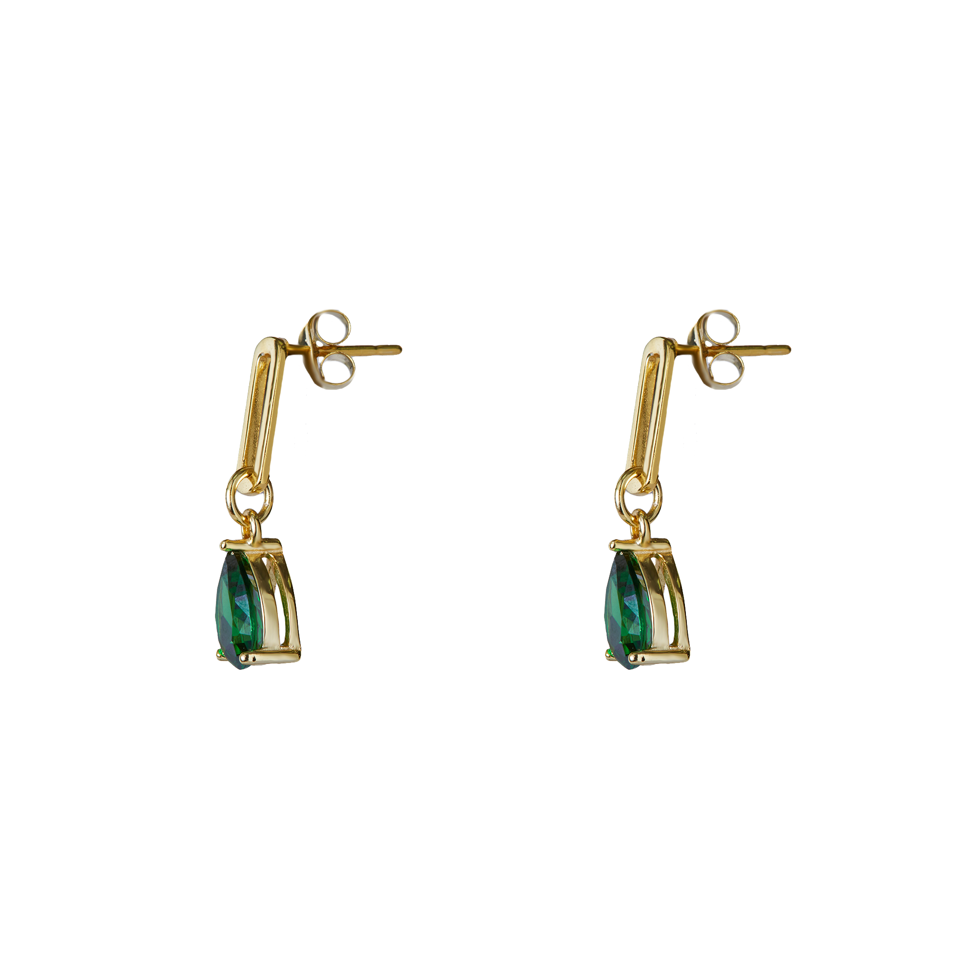 THE EMERALD PAPERCLIP DROP EARRING