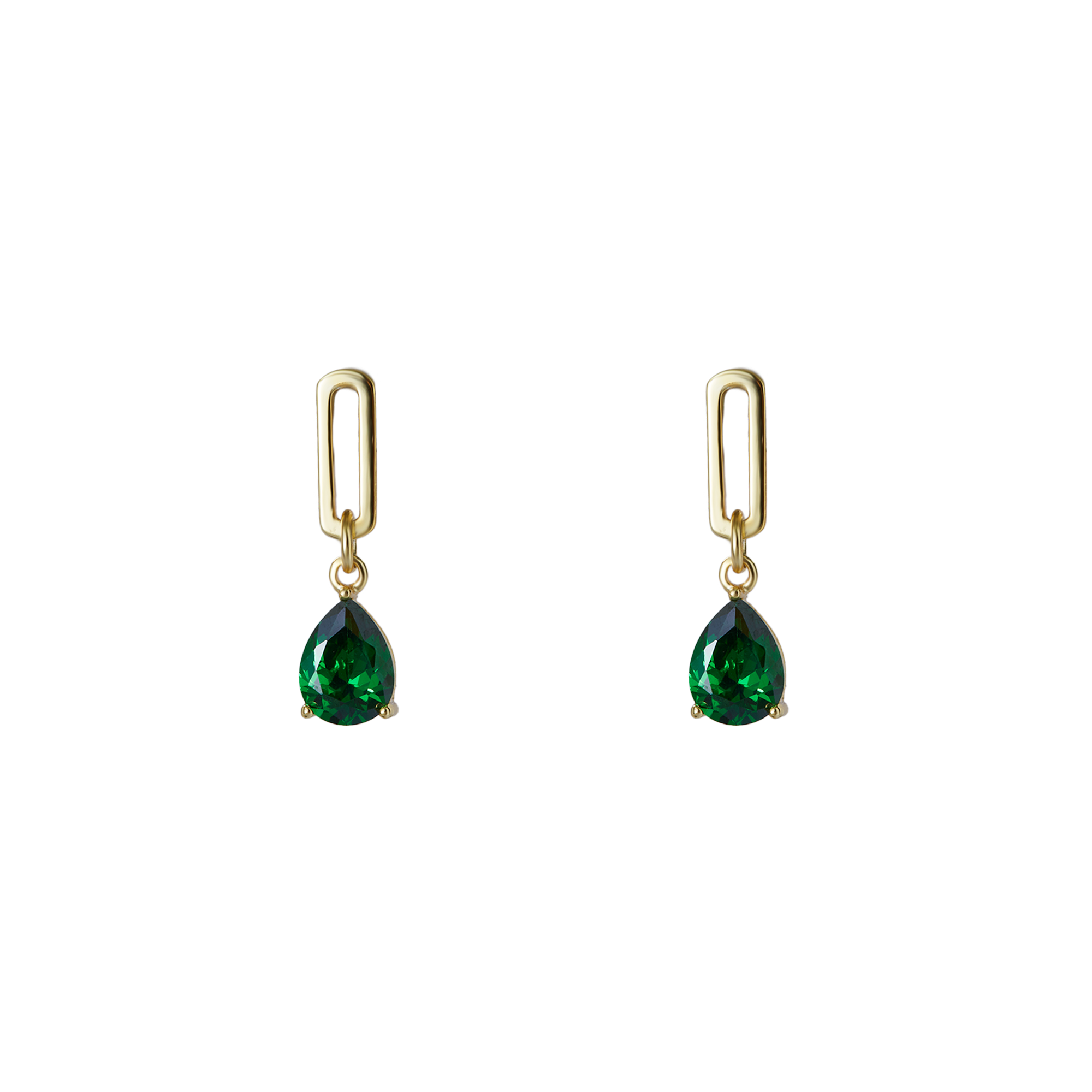THE EMERALD PAPERCLIP DROP EARRING