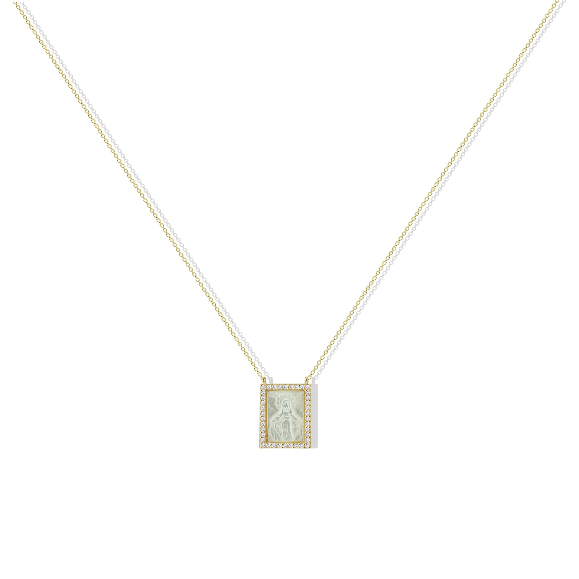 THE MOTHER OF PEARL VIRGIN MARY SQUARE PENDANT