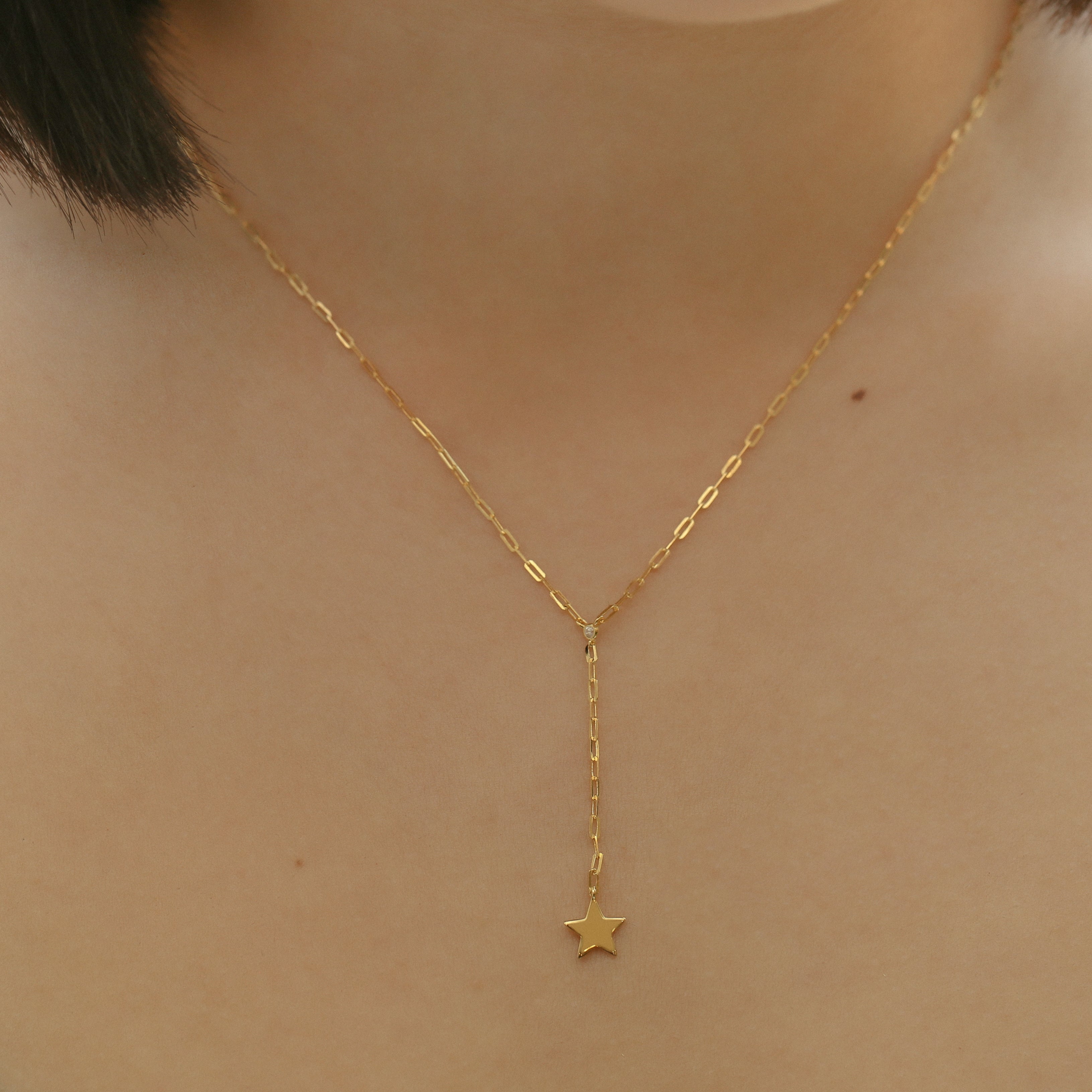 PAPERCLIP STAR LARIAT NECKLACE