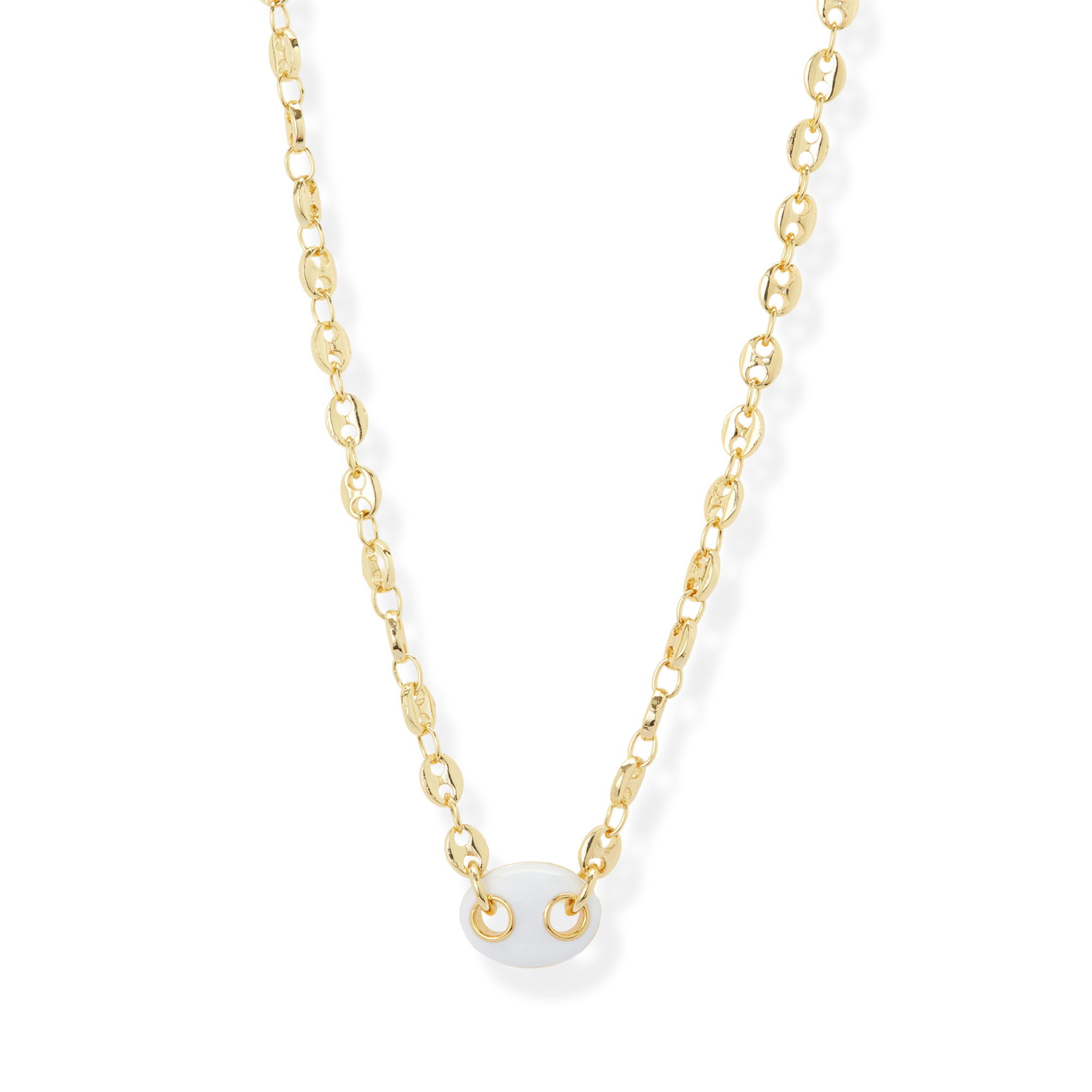 THE WHITE ENAMEL MARINER CHAIN NECKLACE
