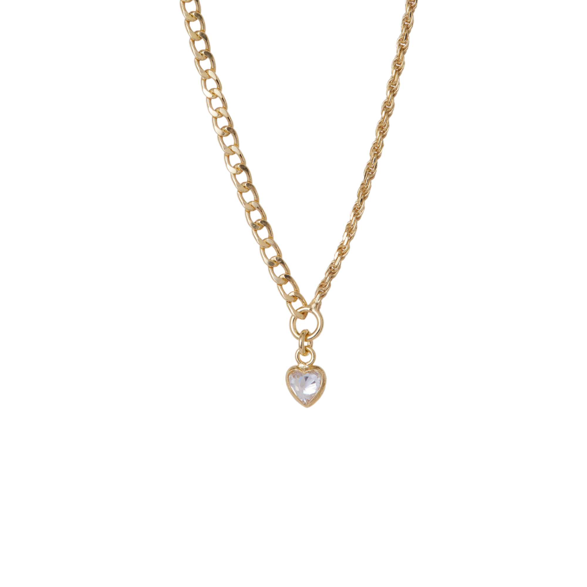 THE CZ HEART ROPE CURB NECKLACE