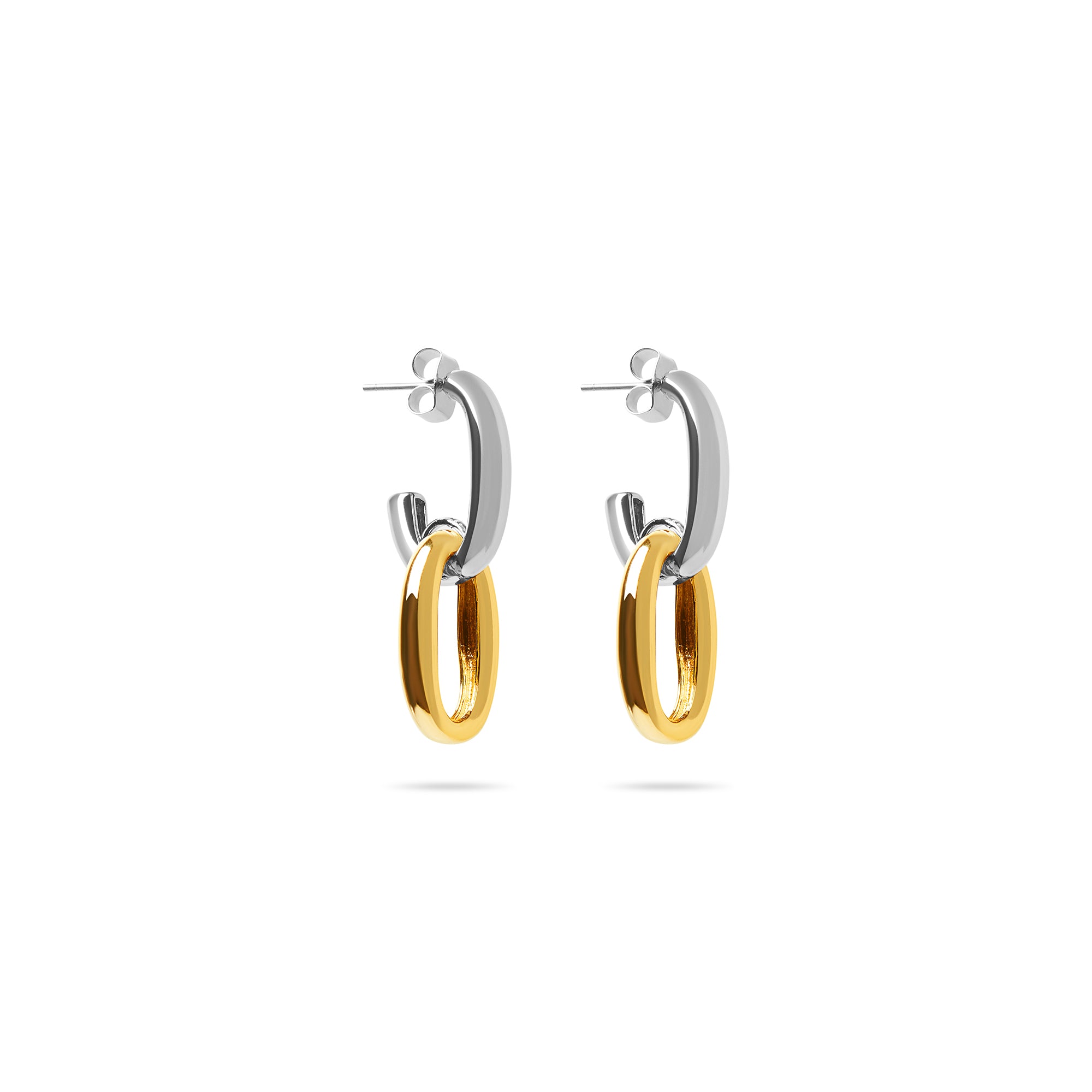 THE TWO TONE OVAL LINK EARRING
