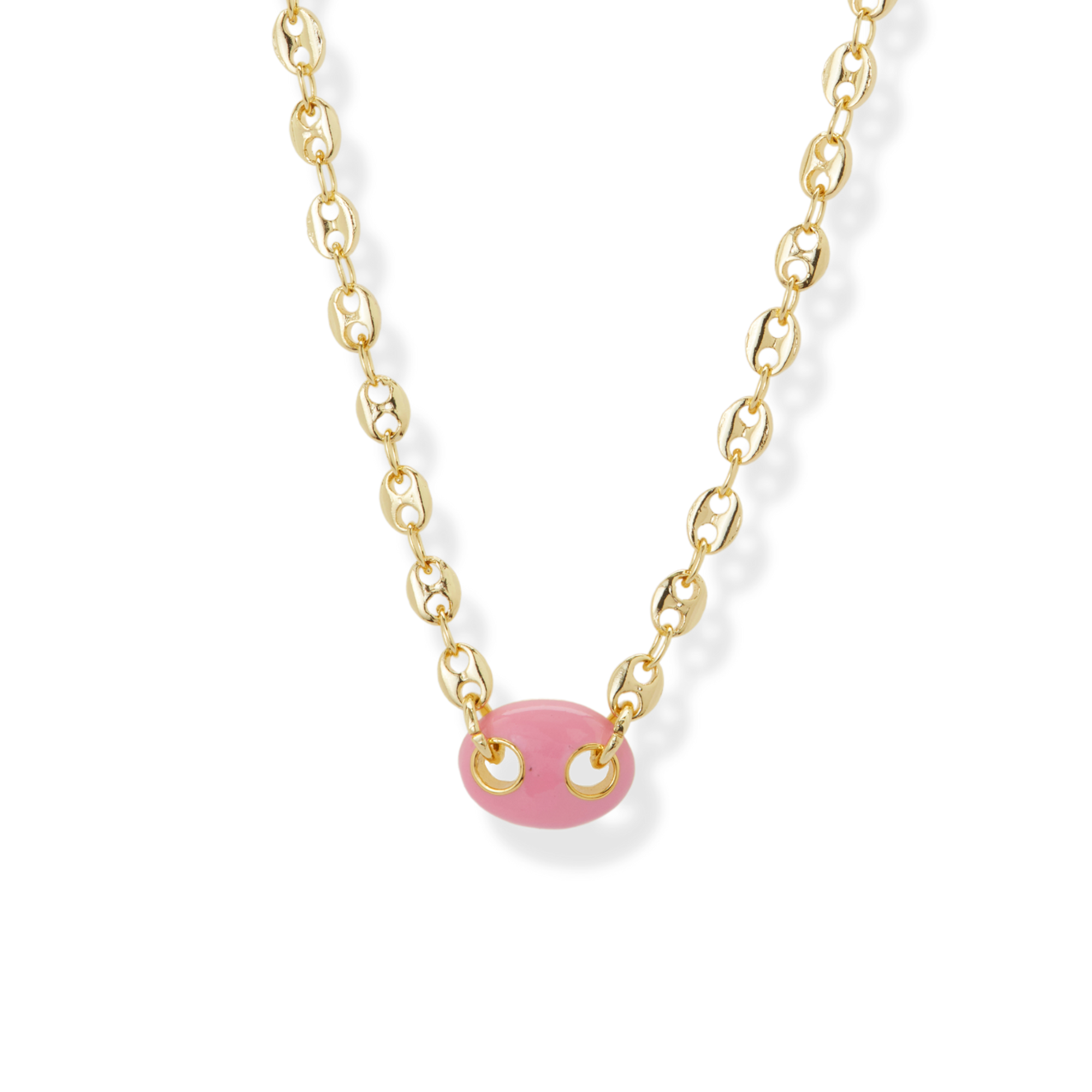 THE PINK ENAMEL MARINER CHAIN NECKLACE