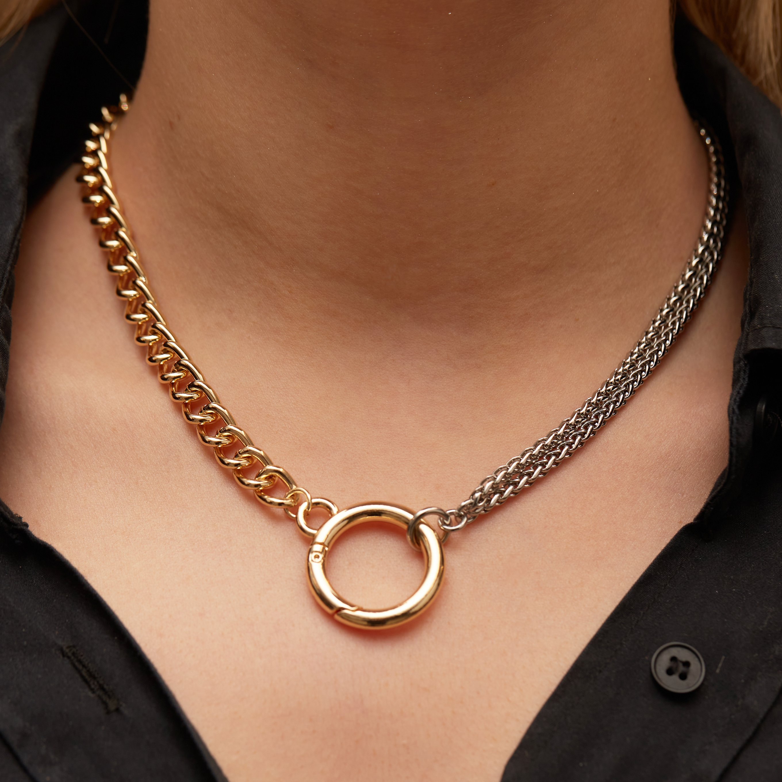 THE TWO TONE OPEN CIRCLE NECKLACE