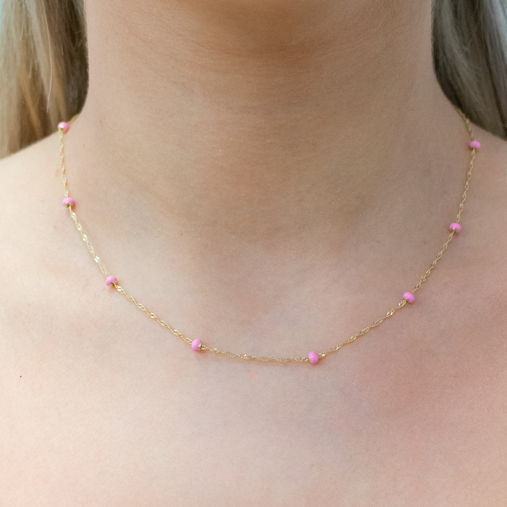 THE PINK BALL CHAIN NECKLACE
