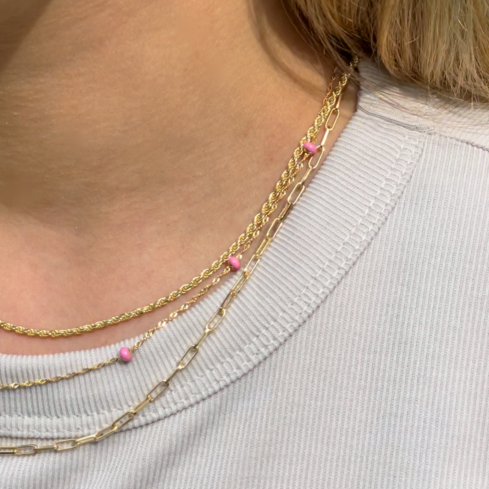 THE PINK BALL CHAIN NECKLACE